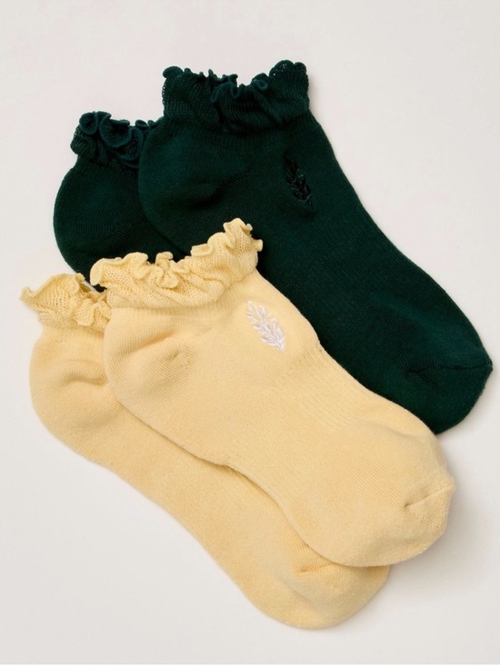 Free People Accessories - Free People Movement Ruffle Sneaker Sock 2-Pack Evergreen Green Sunlit Yellow